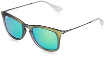 Ray-Ban INJECTED MAN SUNGLASS - SHOT GREEN RUBBER Frame LIGHT GREEN MIRROR GREEN Lenses 50mm Non-Polarized