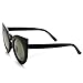 zeroUV - 70s Womens Large Oversized Retro Vintage Cat Eye Sunglasses For Women with Round Lens 48mm (Matte Black/Gree)
