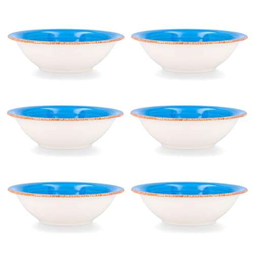 Quid Set of 6 Stoneware Ceramic Soup Bowls | Blue Soup Plates 18 cm Standard