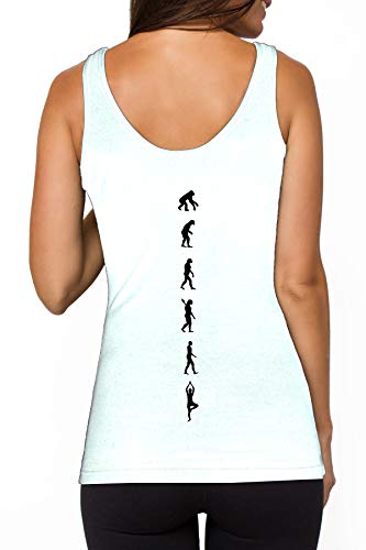 Yoga Tank Tops Organic Cotton Moon, Namaste & Evolution Yoga Top for Women, White, Small
