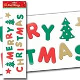 Amscan Merry Christmas Glitter Gel Clings 18 Pieces