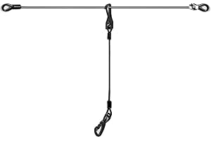 Mi Metty Dog Seatbelt, Car Harness with Coated Wire Rope, Happy Ride Dog Zipline, Safety Restraint No-Chew Tether Cable (Stainless Steel, 5 FT)