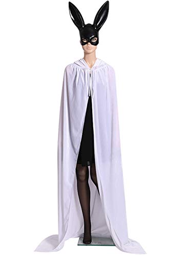 ALIZIWAY Hooded Cloak Full Long Velvet Cape for Halloween Cosplay Costume Cloak White 06WL