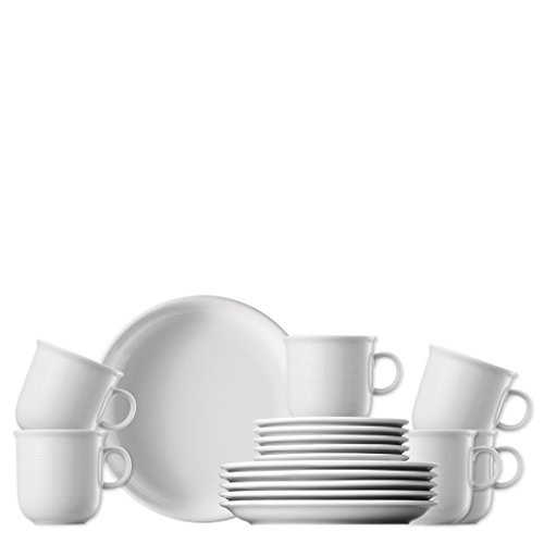 Thomas Trend Kaffeeservice â 18 teilig für 6 Personen, Kaffeeset aus Porzellan, Kaffeetassen Set mit Untertasse, Weià – Bild 3