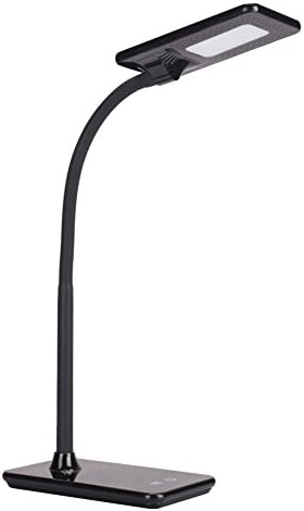 LED Desk Lamp, Flexible Gooseneck Table Office Lamps 7.5W with USB Charging Port 5V 2.4A, Touch Control Study Light, 3 Brightness Levels 3 Color Modes, Black