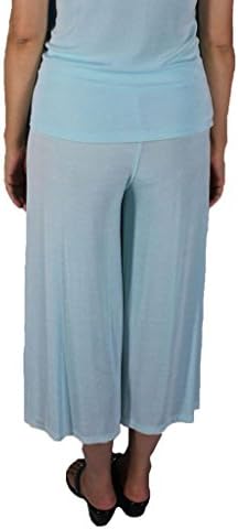 Women's Slinky High Waist Stretch Guacho Pants Made in USA Sky