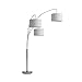 Adesso Arc Floor Lamp with 3 Movable Shades & Dimmable Brightness - Perfect Lighting for Bedroom, Living Room and Corner Decor, Brushed Steel