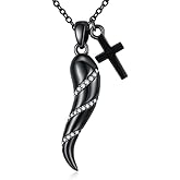 Hagkew Italian Horn Necklace for Men S925 Sterling Silver Cornicello Necklace Women Italian Pepper Amulet ltalian horn charm Amulet Jewelry Gifts for Men Women