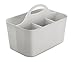 mDesign Plastic Small Office Storage Organizer Utility Tote Caddy Holder with Handle for Cabinets, Desks, Workspaces - Holds Desktop Office Supplies, Pencils, Staplers Lumiere Collection - Light Gray