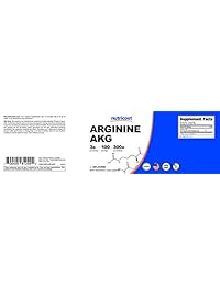 Nutricost Arginina AKG en polvo (AAKG) – 3 G por Servir – Pure Arginina Alfa ketoglutarate, 1