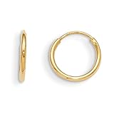 14K Yellow Gold 10mm Children's Endless Hoop Earrings - Baby Earrings