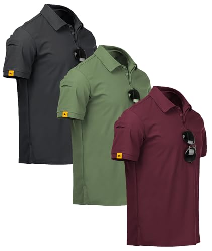 ZITY 3 Pack Men's Polo Shirt Short Sleeve Quick Dry Breathable Men's Polo Shirt Summer Casual Sport Shirt Regular Fit Golf Polo Shirts