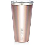 Brümate Imperial Pint 20oz Shatterproof Double Wall Vacuum Insulated Stainless Steel Travel &amp; Camping Mug for Beer, Cocktails, Coffee &amp; Tea with Splash-Proof Lid for Men &amp; Women (Glitter Rose Gold)