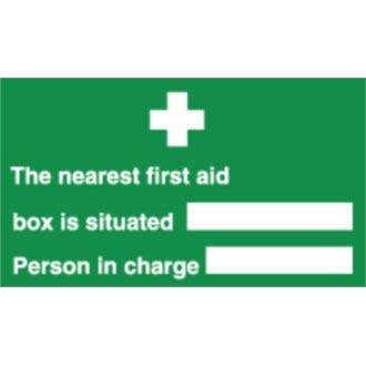 Vogue L944 Nearest First Aid Box Sign, Self Adhesive, Vinyl, 150 mm x 300 mm