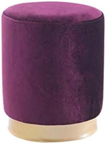 YCSD Small Round Ottomans Footstool,Change Shoes Upholstered Stool With Gold Plating Base,Solid Wood Frame (color : 03, Size : H40cm)