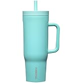 Corkcicle Cruiser Insulated Tumbler with Handle & Straw - Triple-Insulated - Leakproof Travel Mug - BPA-Free - Summer Drinkware Gift - Keeps Drinks Ice Cold - 40 oz - Turquoise