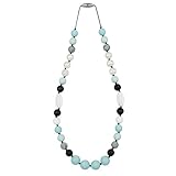 Itzy Ritzy Teething Happens Silicone Assorted Bead Necklace, Aqua Daydream