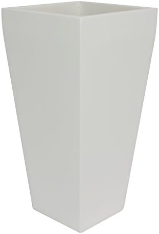 Edinburgh Tall Square Fiberglass Planter (L:13" x W:13" x H:26", Matte White)