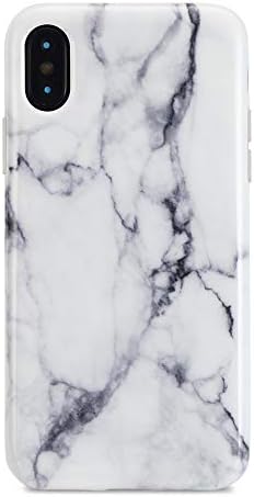 iPhone XS Max case, Sankton Slim-Fit Anti-Scratch Shock-Proof Anti-Finger IMD Soft TPU Cover with Design Pattern for iPhone XS Max 2018 6.5-Inch (White Marble)