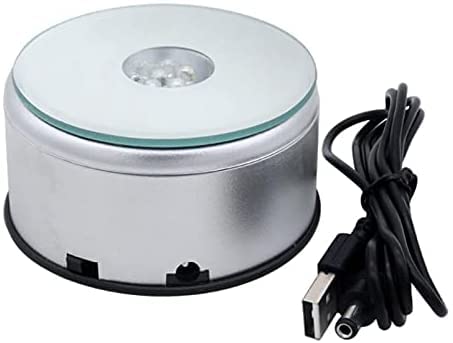 YWNYT 7 LED Display Base for Crystals Glass Art, Colorful Light Rotating Crystal Display Base Stand, Cup Display Turner, Turntable Display Stand for Tumbler Collections Figurine Jewelry