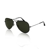 SWG UV400 Unisex Aviator Sunglasses 30012 Whole Black With Micro Fiber Cleaning Cloth x1 and SWG Clam Shell Case x1 Gift Ready !  Perfectly Match Everyday Apparel for Women & Men
