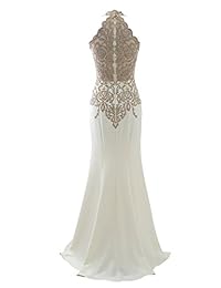 Erosebridal vestido largo de encaje, sexy, estilo sirena, con cuello alto para baile de graduación, para mujer.