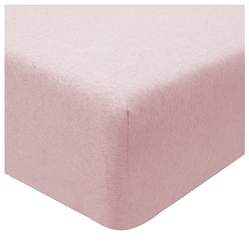 Sleepdown Jersey Melange Pink Fitted Sheet Super Soft Warm Cosy Comfortable Easy Care Plain Yarn Dyed Bedding Bedsheet Bed Linen - 180cm x 200cm 25cm
