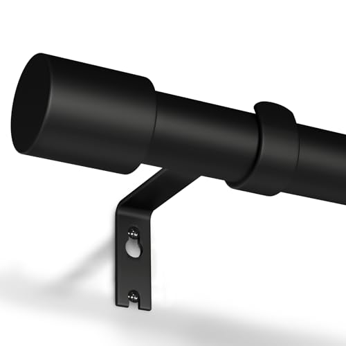 Curtain Pole Black 76-228 cm Extendable 19 mm Diameter for Bedroom, Living Room or Kitchen GEEBOBO