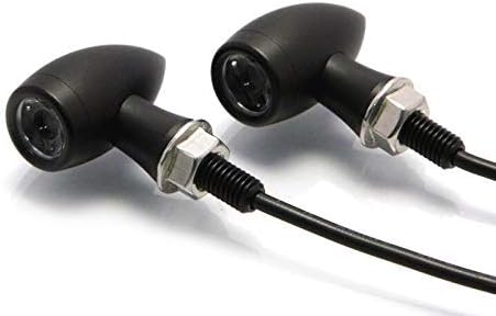 Motorcycle LED Matt Black Indicators Universal Turn Signals - Bullet Style x2, D: 20mm | L: 42mm | 8mm thread - Image 4
