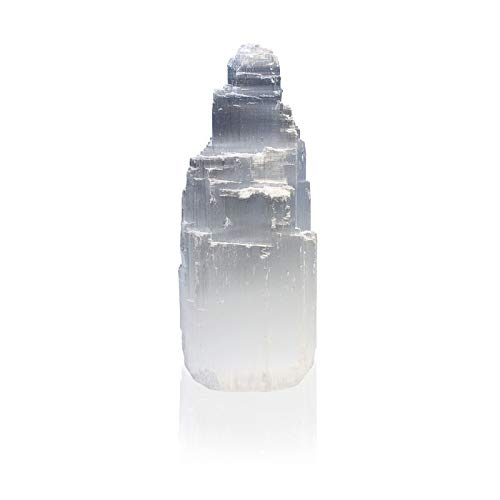 Selenite Stone Iceberg Skyscraper Tower Cascade with Base Approx. 10 cm High Origin Morocco Gemstone Meditation Yoga Feng Shui