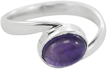 Beautiful Amethyst Ring Natural Gemstone Sterling Silver Ring Purple Amethyst Gemstone Ring 925 Solid Silver Ring Size US 5 6 7 8 9 10 (7)