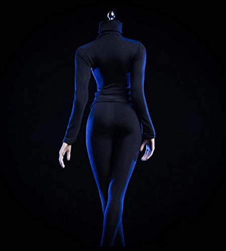 Studio one 1/6 Scale Female Clothes Set 18XG24 Tight Pants and Coat High Collar Black for 12''Action Figure Accessories Model Cloth for Doll