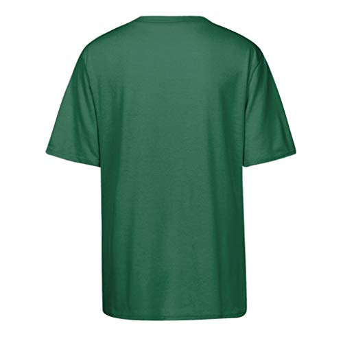 Blouses for Women Fashion 2019,YEZIJIN Colors Fashion Women Heart Print Short Sleeve Shirt Lady Summer Casual Tee Tops Green - Thumbnail 2