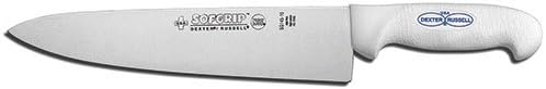 SG145-10-PCP 10" White Cooks Knife with Soft Rubber Grip Handle