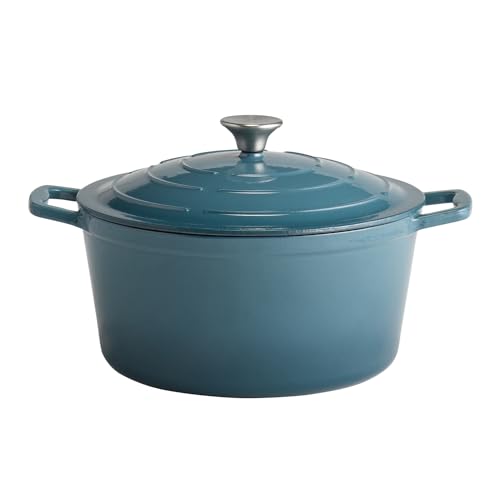 APS 88315 - Pentola con coperchio "5 STARS", in ghisa, adatta per cottura a induzione, utilizzabile in forno, con supporto per coperchio, Ø 28 cm, 6 litri, colore: antracite