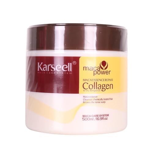 Karseell Collagen Hair Mask 500 ml, Deep Repair Hair Conditioner, Argan Oil Collagen Hair Mask for Very Dry Hair, Damaged Hair, All Hair Types