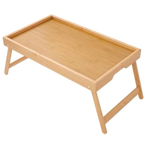 Mesa de Bambu com Pés Dobráveis para Notebook e Café da Manhã na Cama Bandeja Portátil 50x30 cm Multiuso para Sofá ou Quarto Suporte Compacto para Trabalhar Ler ou Servir Refeições