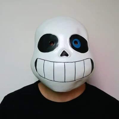 WasJmu Game Undertale Mask Cosplay Kids Adlut Luminous Masks Halloween Fancy Ball Sans Latex Helmet Props White Mask Helmets XMAS gift,adult blue eye