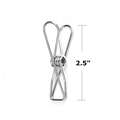 KESOL Clothes Pins, 2.5" Heavy Duty Stainless Steel Wire, Multi-Purpose Utility Clips Clothespin Clothesline Clip for Home/Office - 40 Pack