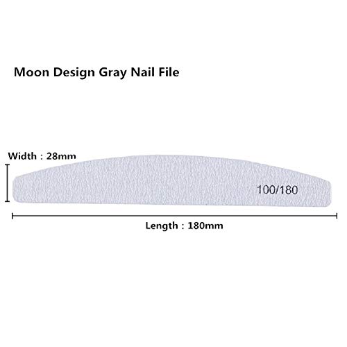 YIMART Professional Nail Files 100 180 Grit Double Sided Gray Washable 10pcs Nail File Sanding Set Nail Buffer File Polisher (B)