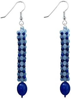Eshopitude Handmade Macrame Thread Designer Beads Gemstone Dangling Hook Earring For Women And Girls