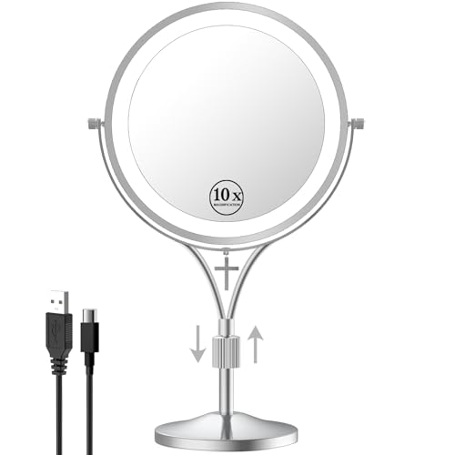 1x 10x Magnifying Mirror with 3 Color Lights