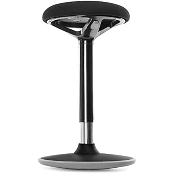 SONGMICS Active Stool, Standing Stool, with Aluminum Pole, 360° Swivel Balance Chair, Adjustable Height 21.7-27.6 Inches, No Assembly Required, Sit-Stand Stool for Office Home, Black UOSC04BK