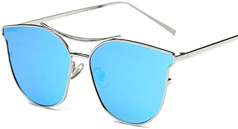 OLEWELL Women Polarized Aviator UV 400 Goggles Sunglasses-Mirrored-Metal Frame-Flat Lenses-Blue