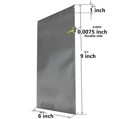 Smell Proof Bags (50 Pack) Resealable Mylar Aluminum Packaging Storage Bag 6 x 9 inch Transparent Plastic Ziplock Heat Seal (SILVER)