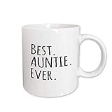 3dRose mug_151475_1 Best Auntie Ever Family Gifts for Relatives and Honorary Aunts and Great Aunts Black Text Ceramic Mug, 11-Ounce