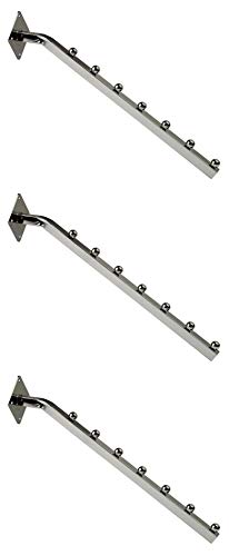 7 Ball Waterfall Square Tube for Wallmount 18 Inches Long Chrome Set of 3 Retail Display and Home Organization