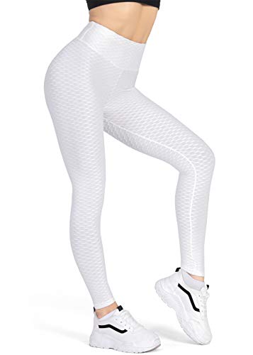 Kamots Beauty Butt Lifting Leggings High Waisted Women Cellulite Stretchy Workout Yoga Pants White