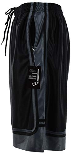 ChoiceApparel Mens Two Tone Training/Basketball Shorts with Pockets (S up to 4XL) (3XL, Zippered-Black/Charcoal)
