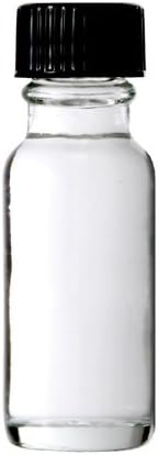 Boston Round 1/2 oz (15 ml) Clear/Flint Glass Bottles W/ Poly Cone Lined Black Cap (576, Clear/Flint)